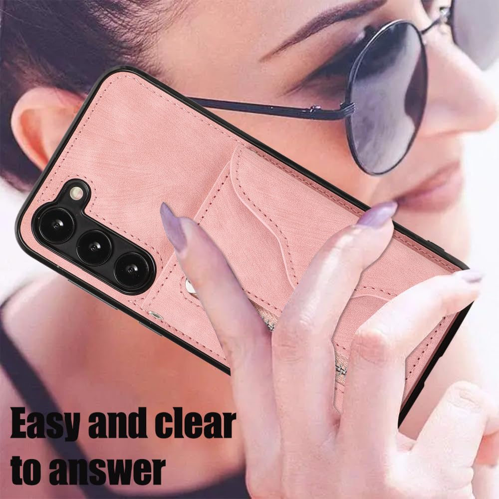 Cartera de Cuero con Cremallera y Cordón Largo Tarjetas Solt Funda para Samsung Galaxy A14 A54 A24 A34 A53 A52 S23 S22 S21 FE S20 Funda Cruzada, marrón, para Samsung S22