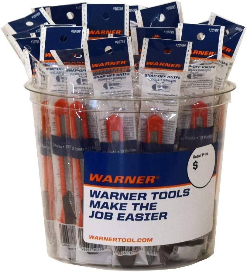 Warner 13-Point 9MM Economy Snap-Off Knife with 1 Blade, Bucket of 50, 10799