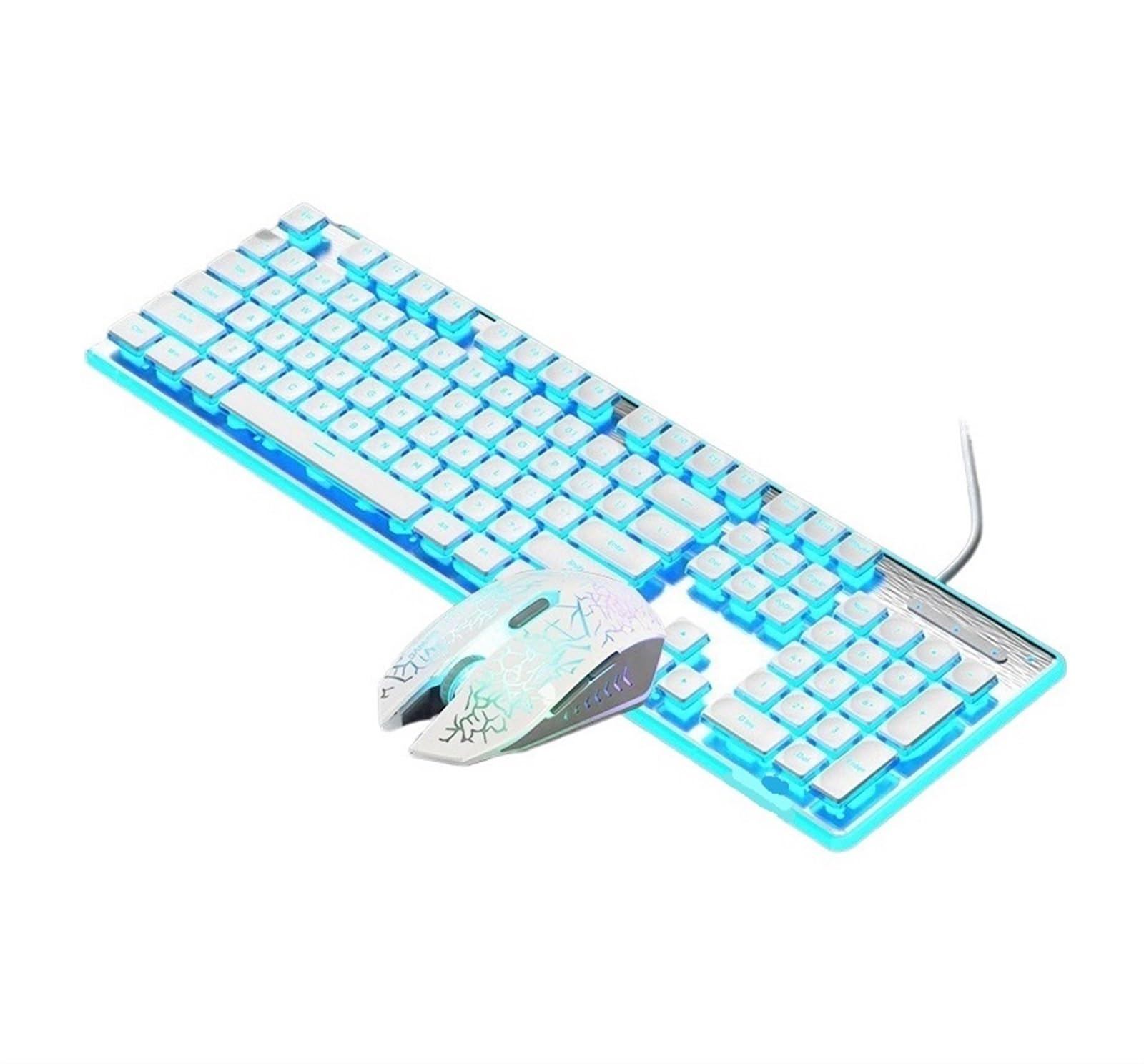 Klawiatura i Mysz Combo Przewodowa Klawiatura Mechaniczna Cicha I Mysz Do Gier Biurowych Laptopa Klawiatura Komputerowa(White)