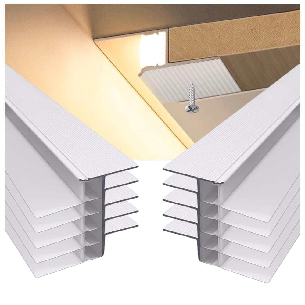 DGLILUAN Plaster in LED Aluminum Channel Z Shape 3.3 FT/1 Meter Trim Edge Drywall Shadow Light Channel with Milky Diffuser, Recessed Baseboard LED Profile for Plaster Gypsum Drywall (White, 10 Pack)