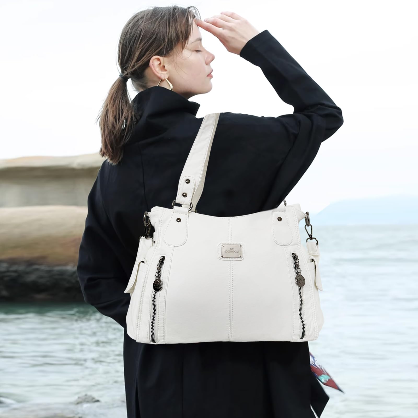 NICOLE&DORIS Moda Grande Bolsos de Mujer Bolso Señora Tote,Bolso de Hombro de Suave PU Cuero Bolso Bandolera bolsa de trabajo