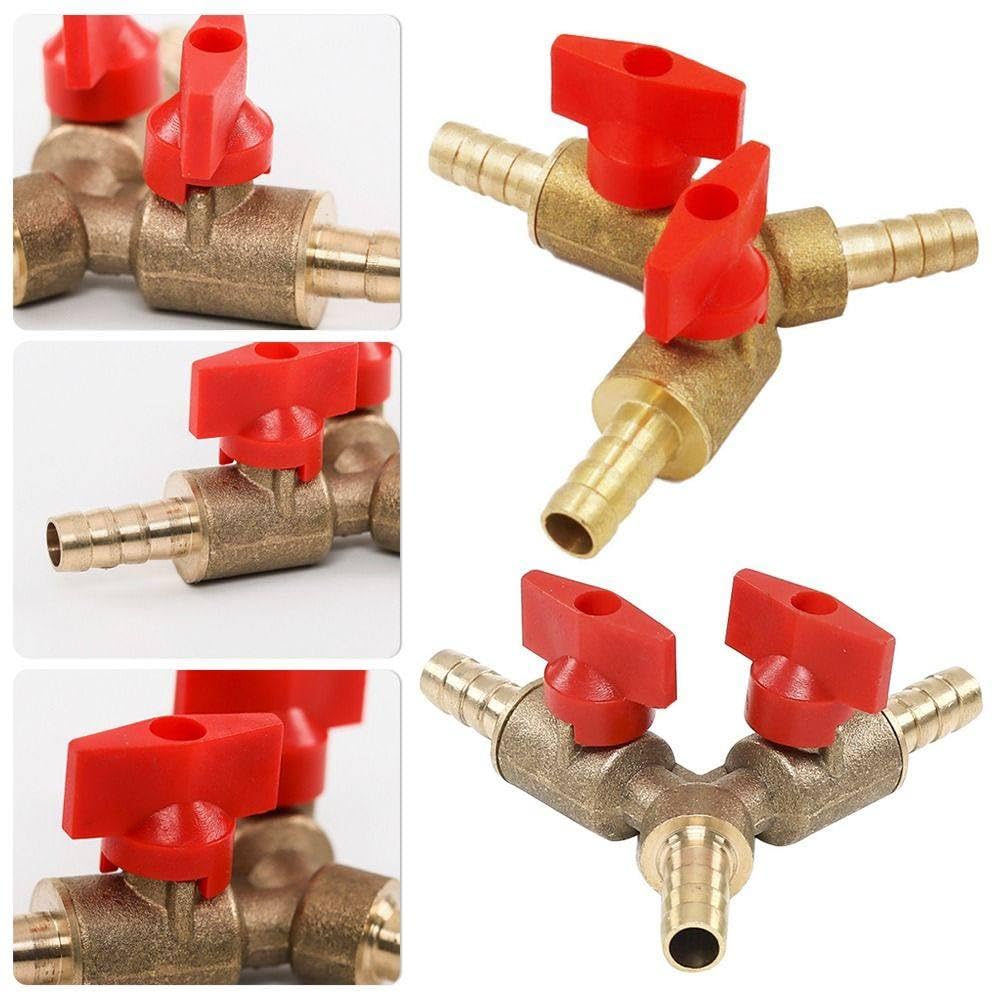 Adaptador de conexión de tubería de latón de tres vías con válvula de cierre tipo Y de 8 mm/10 mm/12 mm para aire, 8 mm