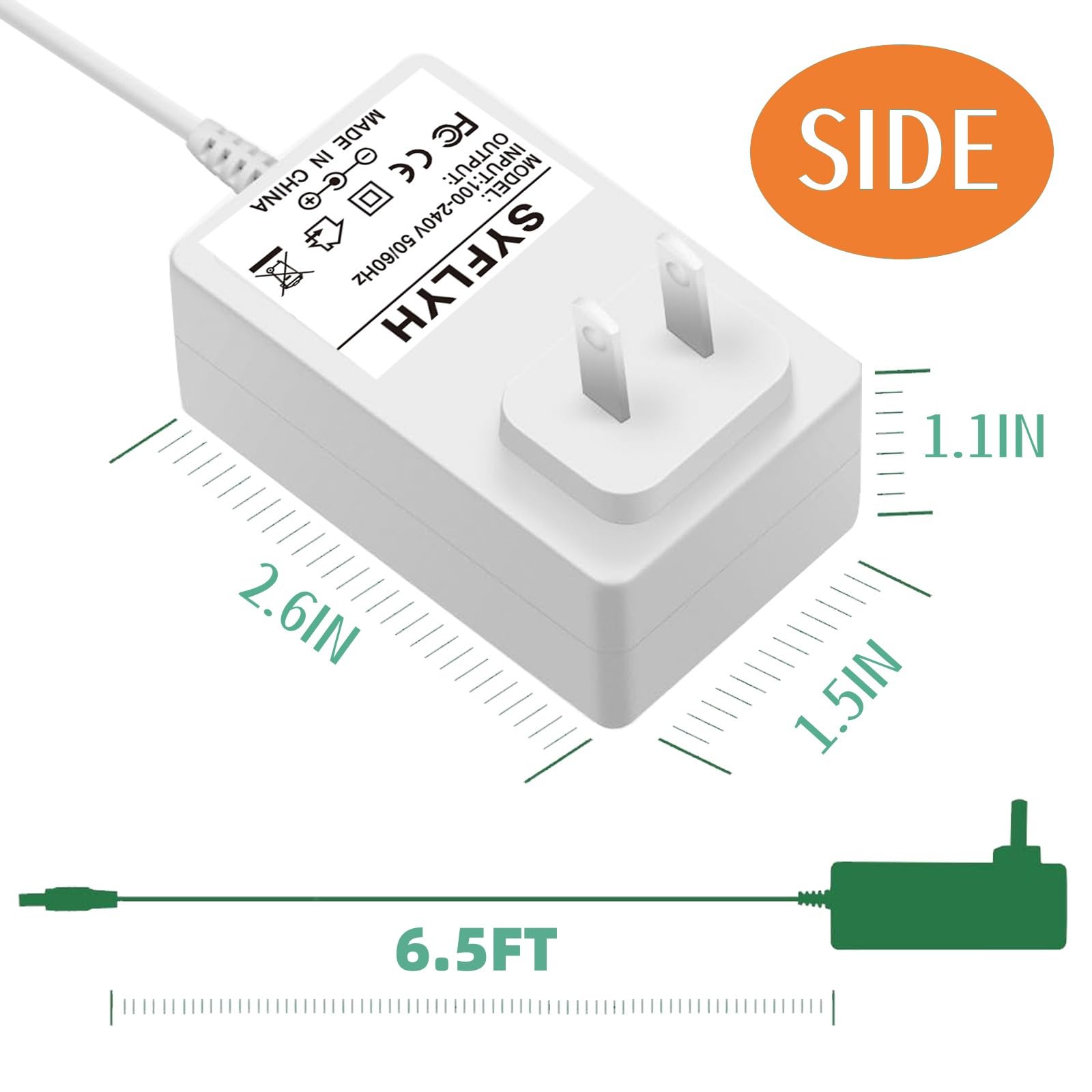 Cable de alimentación de 12 V para mini purificador de aire Levoit Core compatible con Levoit LAP-C161-WUS LAP-C161-KUS LAPC161WUS LAPC161KUS Adaptador de corriente de cargador