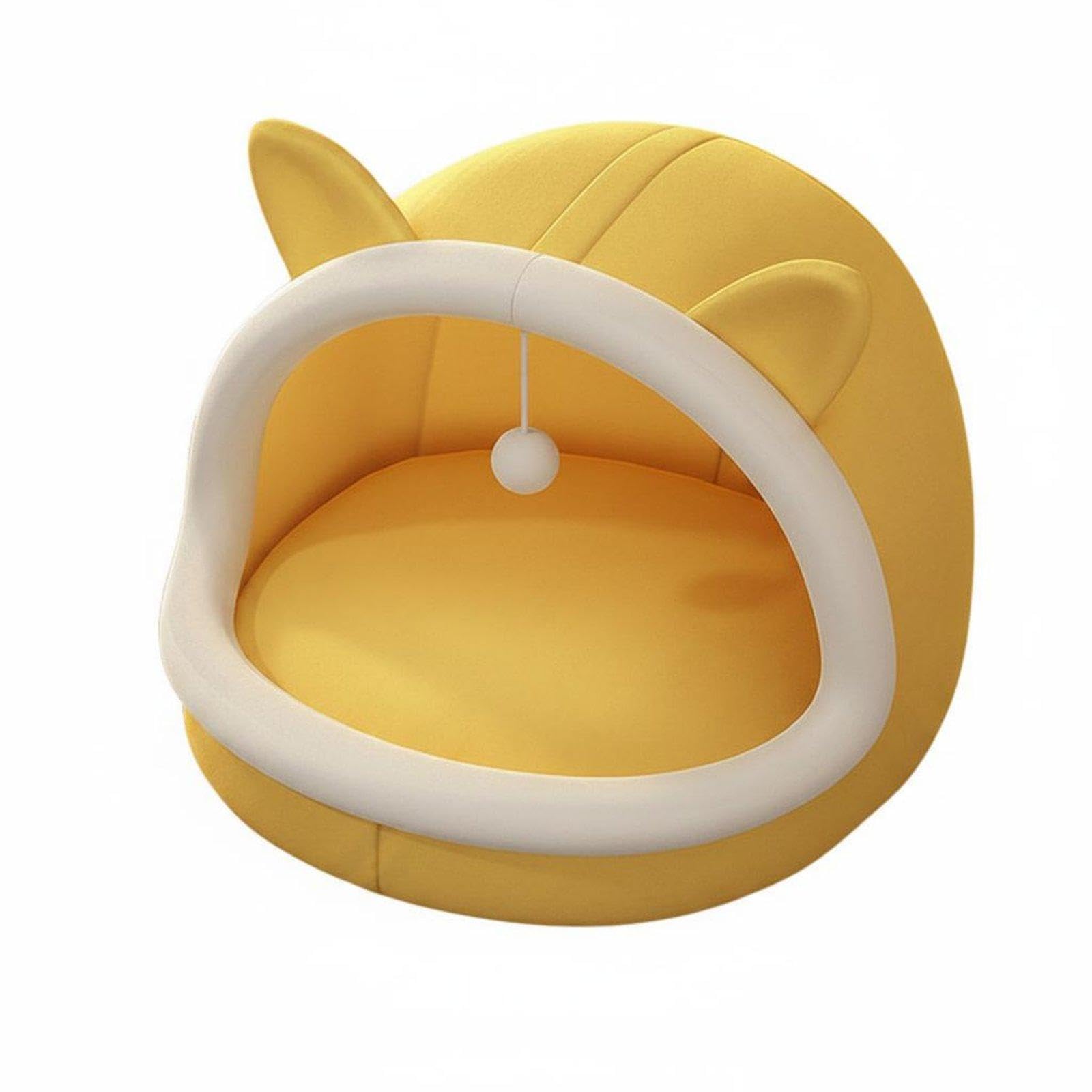 Semi-Enclosed Cat Nest Everlasting Cat Ear Pet Bed Washable for Cats, Small Dogs, Indoor Yellow|Pet Supplies| Dog Supplies| Beds-image-46