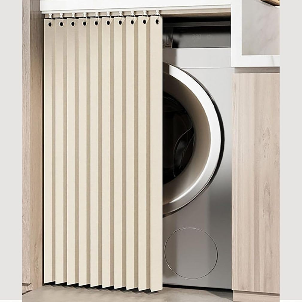 Genérico Cortina Autoadhesiva para Armario,Cortina Corredera para Armario,Cortina Impermeable para Estanterías Abiertas,Cortina Corredera Antipolvo, Ajustable Cortina De Lavabo,Blanca,W100cmlH120cm