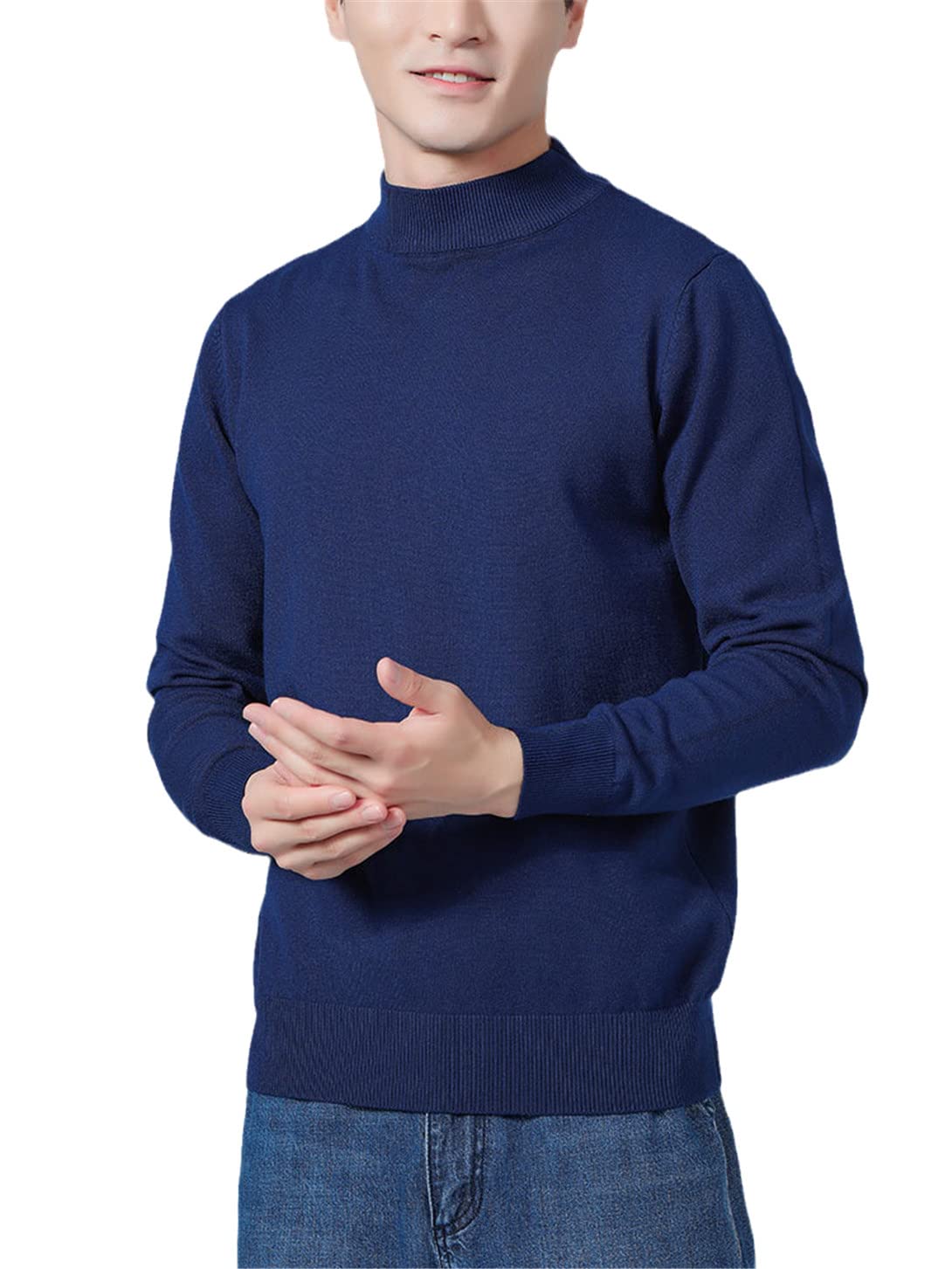 SaoBiiu Maglione di cashmere da uomo autunno inverno morbido maglione caldo maglione maglione maglione da uomo inverno maglione maglione lavorato a maglia, Blu 1, S