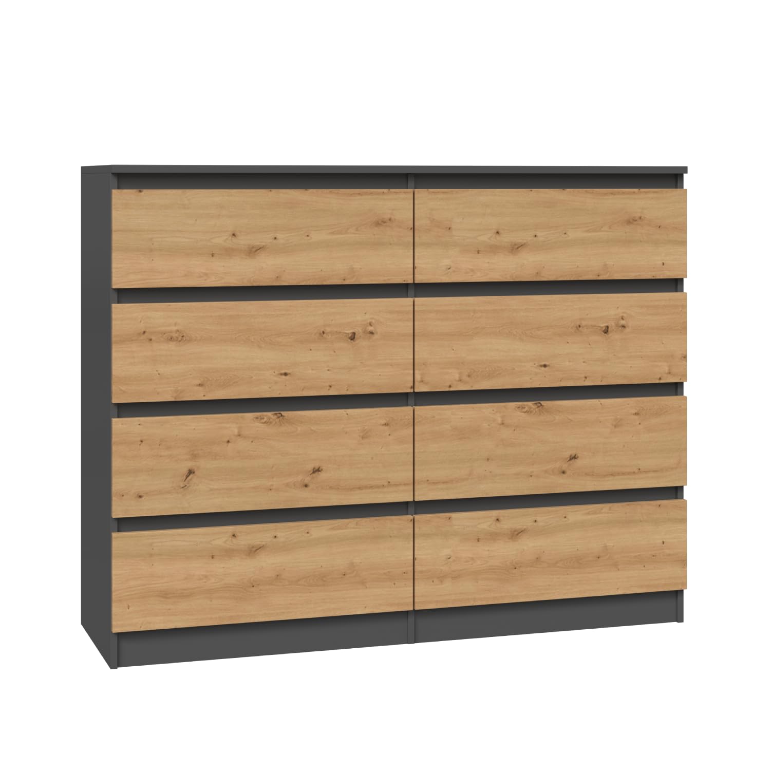WHATSIZE ENTERPRISE – Moderna – Large Chest of Drawers – Contemporary 8 Drawer Wide, Tall Dresser & Bedside Drawers - Office, Lounge & Bedroom Furniture Storage Cabinet, Anthracite Artisan — image 1