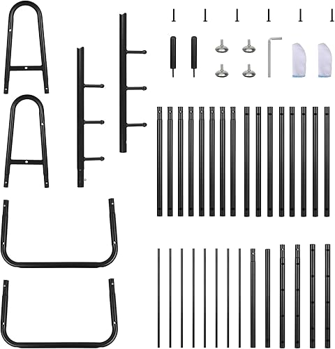 Miniatura 3 de Perchero de ropa resistente, portátil, perchero de metal de doble barra, independiente con estantes inferiores para organizar zapatos