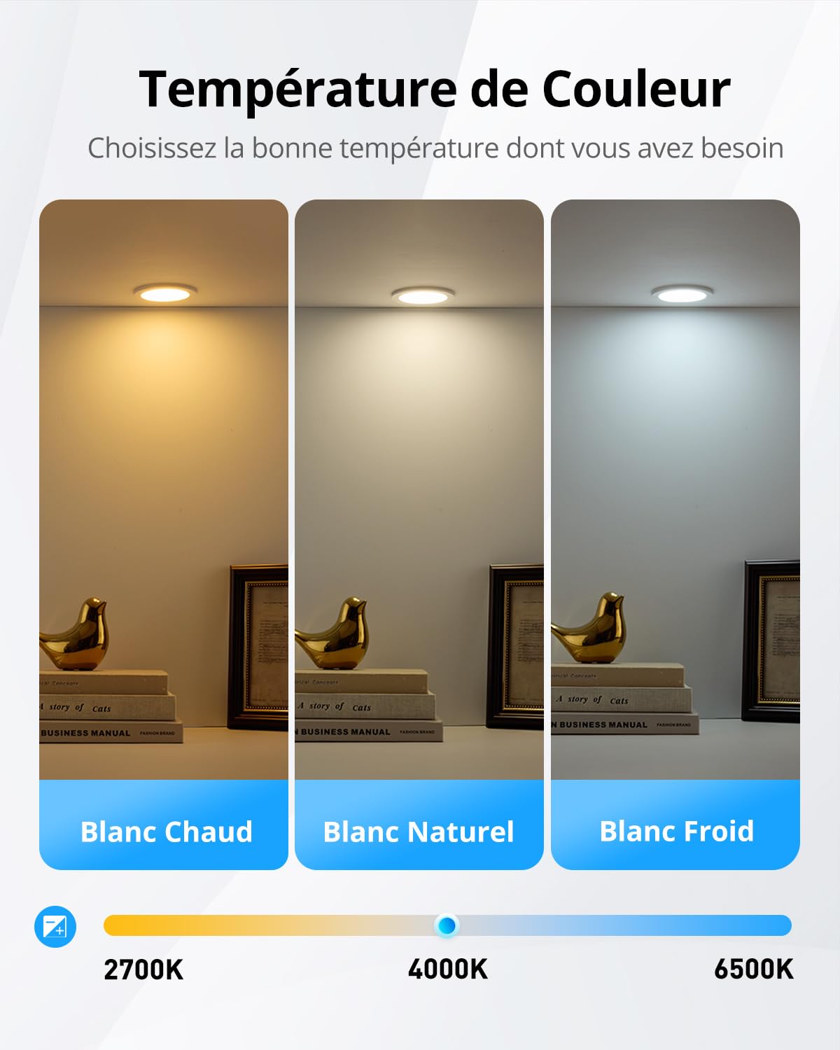 Gr4tec Spot LED Encastrable Salle de Bain IP65 6W Dimmable 2700K Blanc Chaud Extra Plat 35mm Trou Φ68-80mm Lot de 10