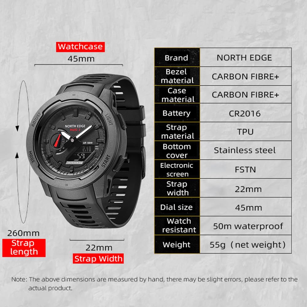 Lixada Reloj Digital para Hombre, Reloj Deportivo, Relojes de Pulsera Impermeables con Alarma de cronómetro