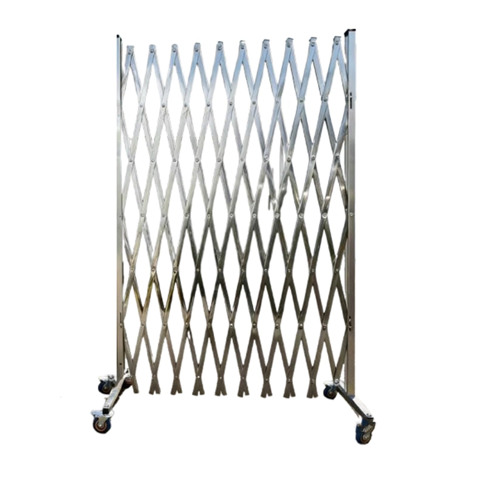 Barrière extensible portable en acier inoxydable 1,5x1m avec roues pour foule