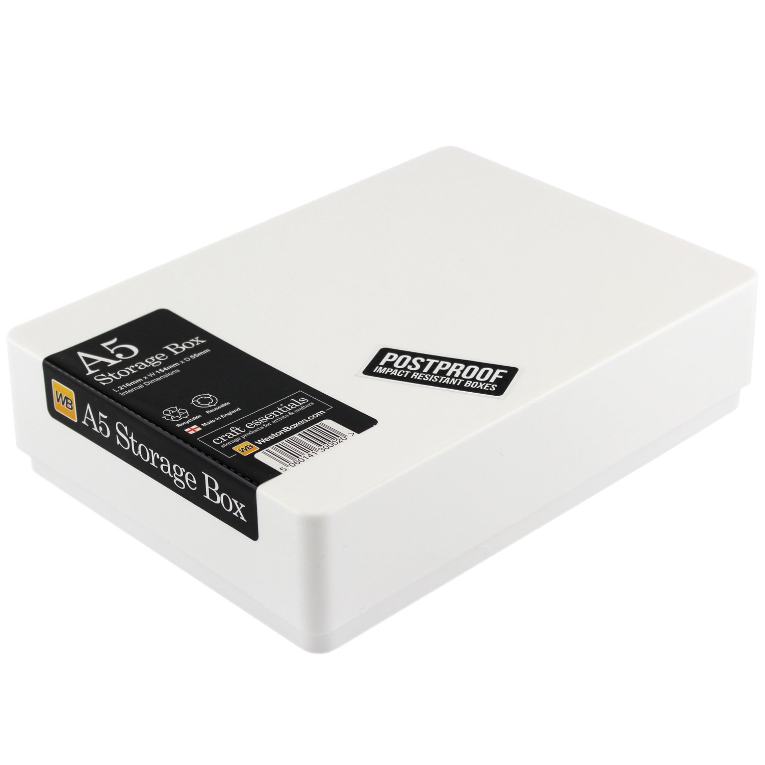 Westonboxes White A5 Opaque Storage Box With Lid, Craft And Office Storage