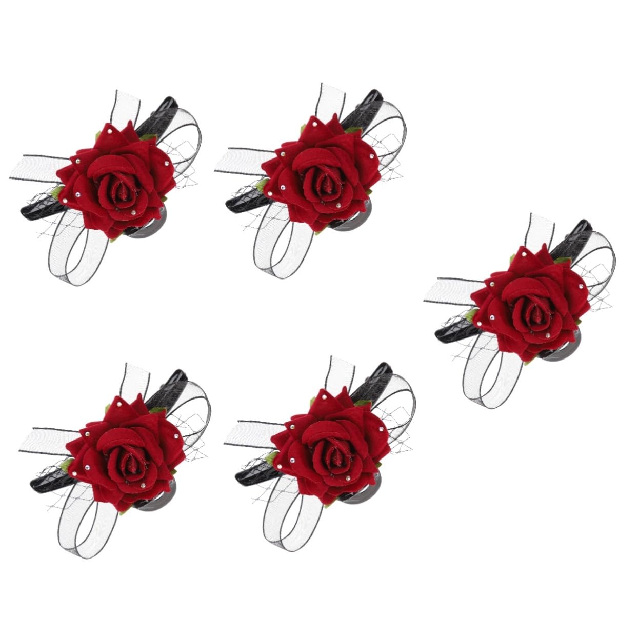 FRCOLOR 5 Pz fermaglio per rosa hair clip hair pin mollette per alla francese clip ad artiglio molletta fermaglio per fiore per con fiocco in pizzo