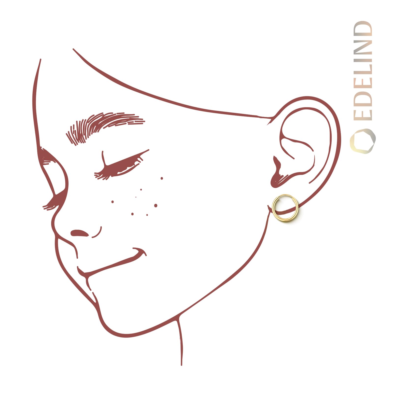 Orecchini Cerchio Donna in Oro Giallo 333 375 585 750 Orecchini Creoli leggerissimi 15 mm largh. 2 mm Orecchini Donna Oro con Scatola Regalo