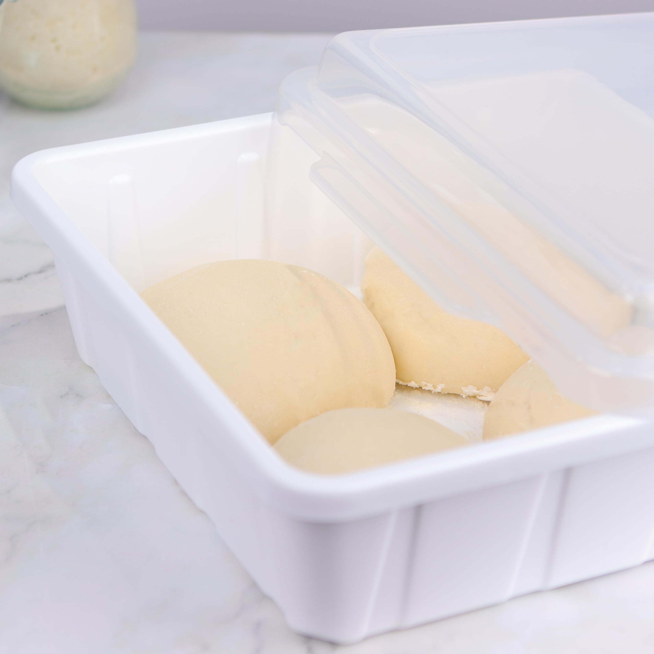 LUVCOSY 2 Cajas para Masa de Pizza con Tapa, fermentadora de masa，caja de fermentación para pizza，30 x 30 x 9 cm, Blanco
