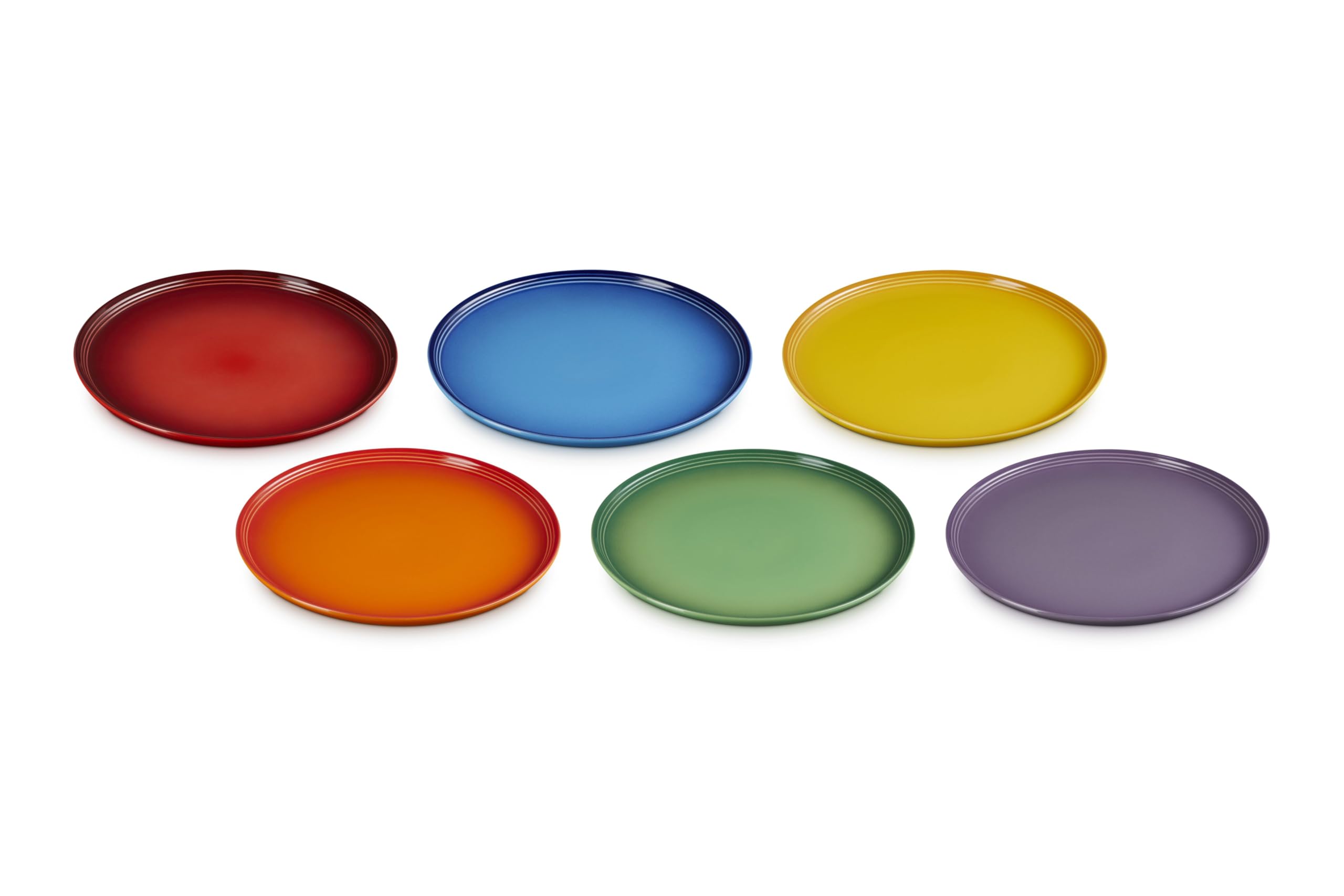 LE CREUSET Set di 6 piatti piani in gres Rainbow