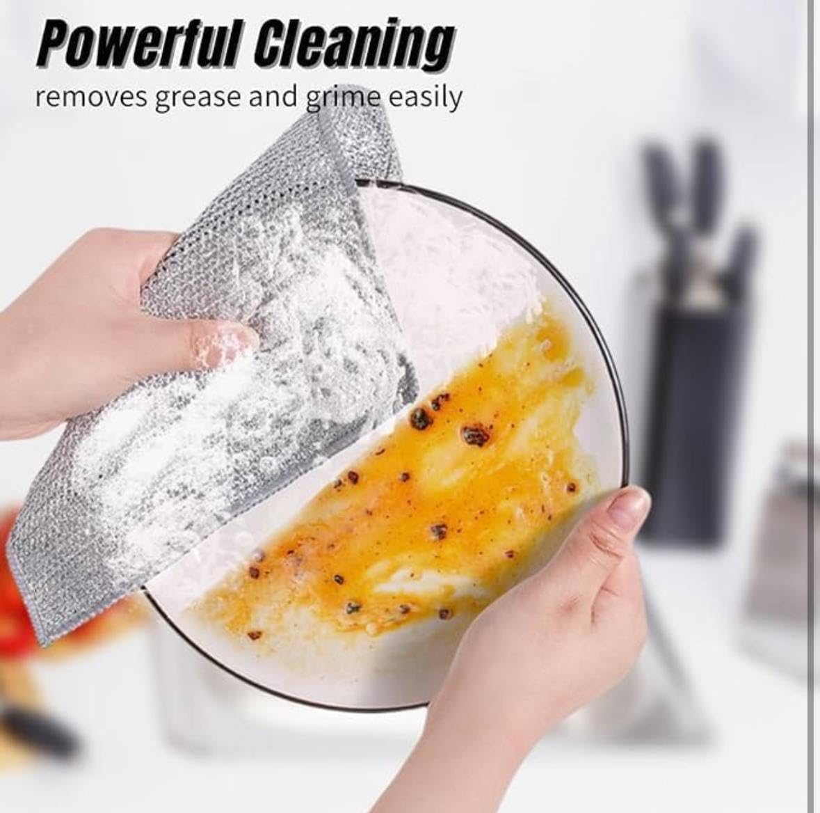 Shopeleven Non Scratch Dish Wash Cloths, Metal Wire Dish Cleaning Cloth Scrubber, Kitchen Washer Scrub Pad, Non Scratch Dish Wash Scrubber (6) 1