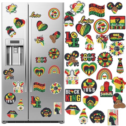 Kit de 24 imanes decorativos de arte diamante Juneteenth miniatura 1