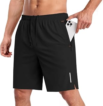 PEGENO Mens Athletic Shorts 7 Inch Elastic Waist Lightweight Quick Dry Running Shorts for Workout Running Hiking