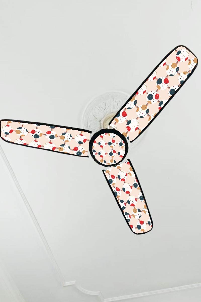 Stylish & Designer PVC Waterproof & Dustproof Multicolor Fan Cover Set Of 4 Pcs (Design-19)