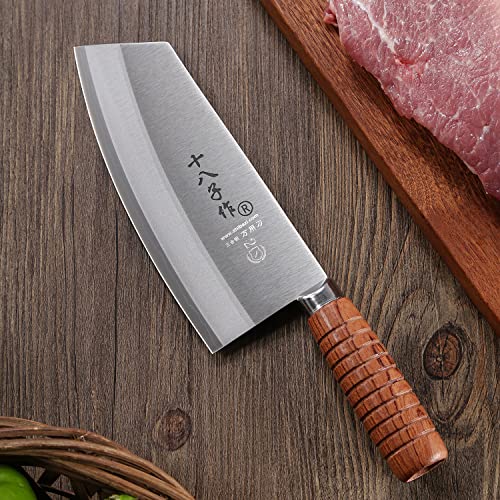 Shi Ba Zi Zuo Chef Knife Chinese Vegetable Cleaver For Kitchen Superior Class 7-Inch Stainless Steel Knife With Ergonomic Design Comfortable Wooden Handle #TOP6