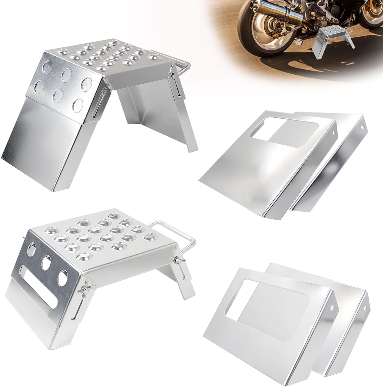 Adjustable 3-9″ Moto Starting Block Motorsport Foot Stool Overlap Design Perfect for Moto Enthusiasts and Beginners Dirt Bike Accessories Silver Adjustable 3-9″ Moto Starting Block Motorsport Foot Stool Overlap Design Perfect for Moto Enthusiasts and Beginners Dirt Bike Accessories Silver