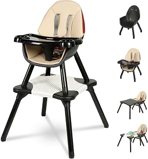 GoFirst 6-in-1 Convertible Baby High Chair: Booster Seat, Table & Chair Set for Babies & Toddlers - 5-Point Harness, Adjustable Tray