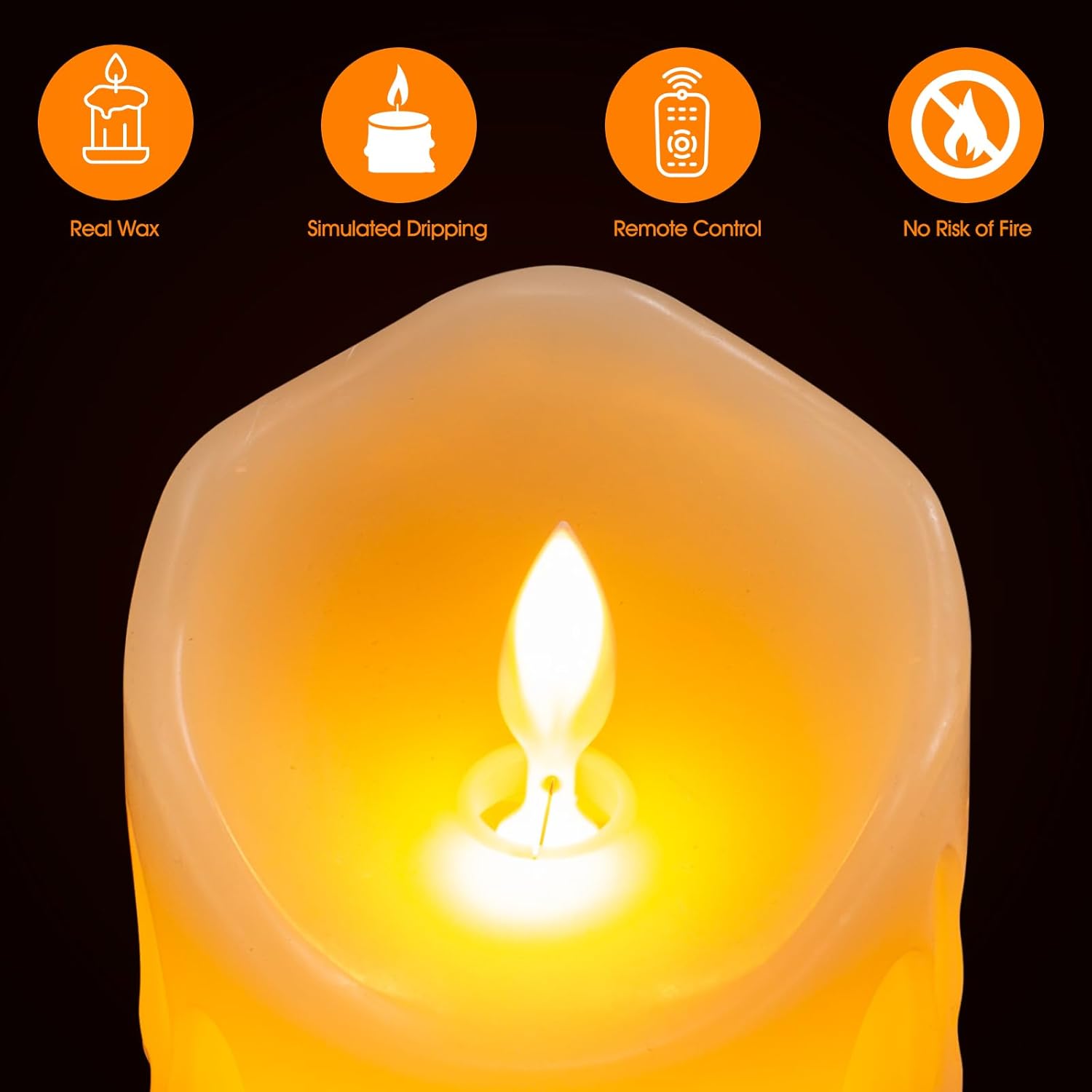 Flameless Candles, 3 X 4'' Flameless Candles with Remote, 2 Set Battery Operated Candle, Real Wax Dripping LED Candles with Timer, Flickering Feature, Electric Fake Candle for Christmas Decor
