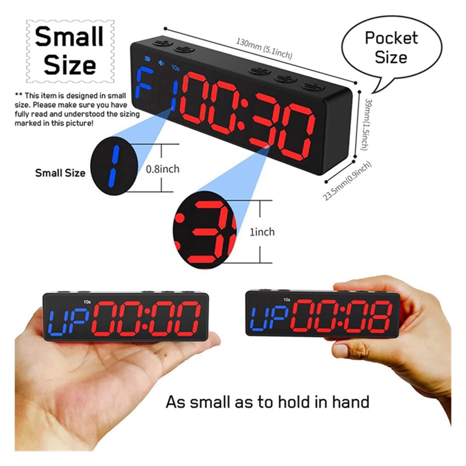 Countdown Timer, Timer da palestra portatile timer a intervalli allenamento orologio fitness conto alla rovescia/su/cronometro timer fitness ricaricabile USB magnetico