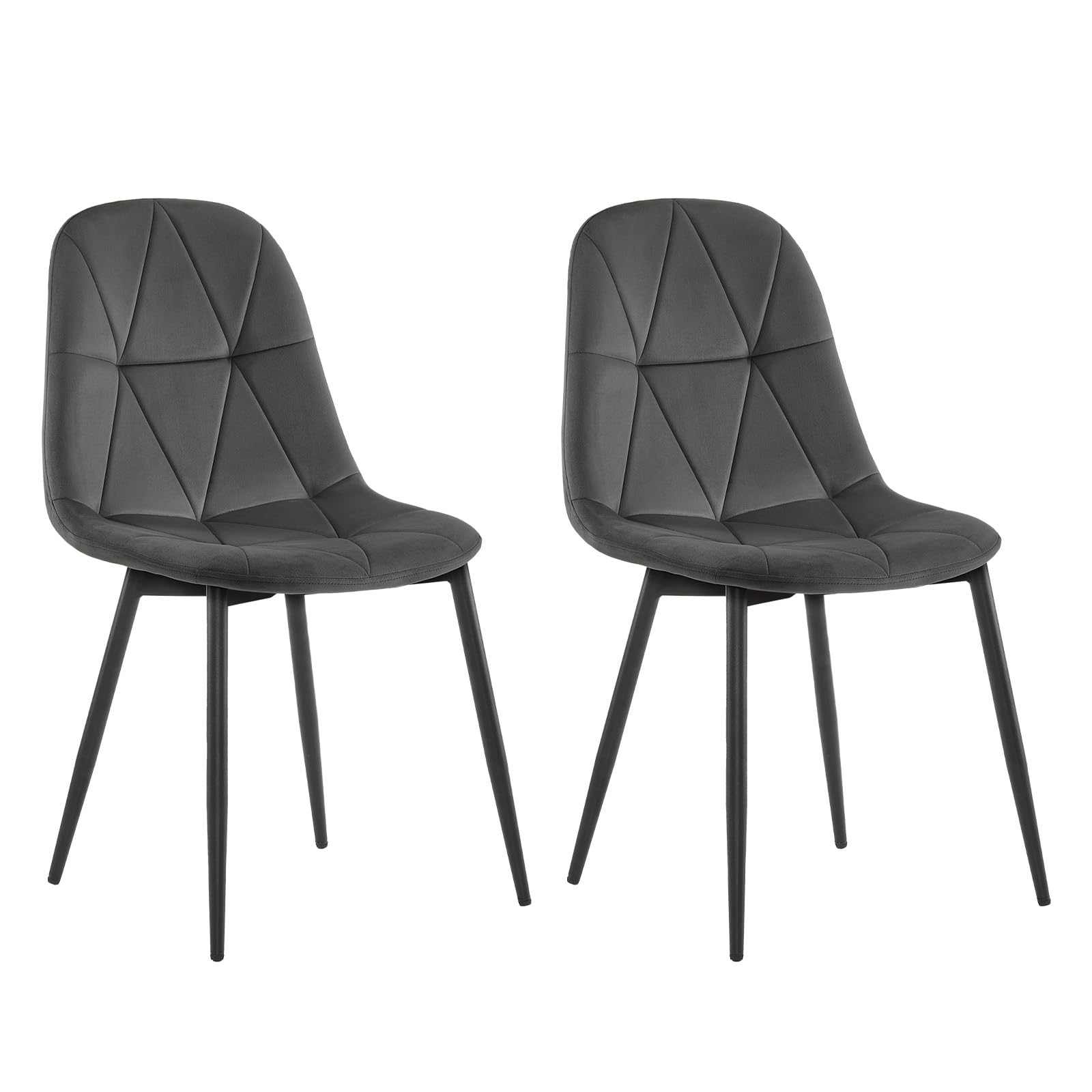 Lestarain 2X Sillas de Comedor, Sillas de Terciopelo para Dormitorio y Sala de Estar, Sillas de Cocina con Patas Metalicas, Asiento Bien Acolchado, Gris Oscuro LCNI109001-2