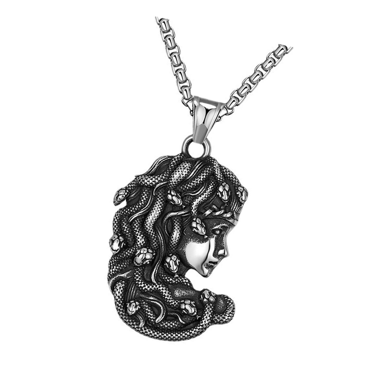 MICFENY Gothic Snake Pendant Necklace Accessories Edgy Ouroboros Snake Necklace Stainless Steel Chain for Fashion Statement