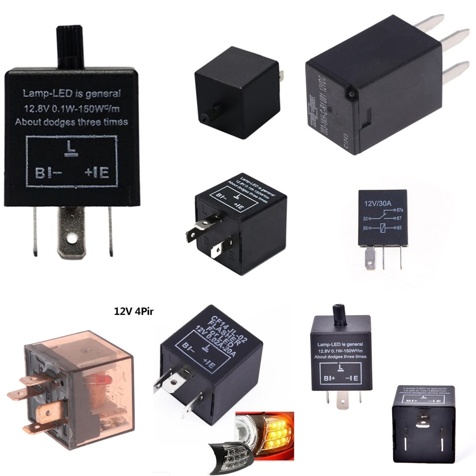 Lampa błyskowa LED 12V regulowana częstotliwość CF14 3 piny regulowany przekaźnik kierunkowskazu kierunkowskaz do samochodu Miga Światło(12V)