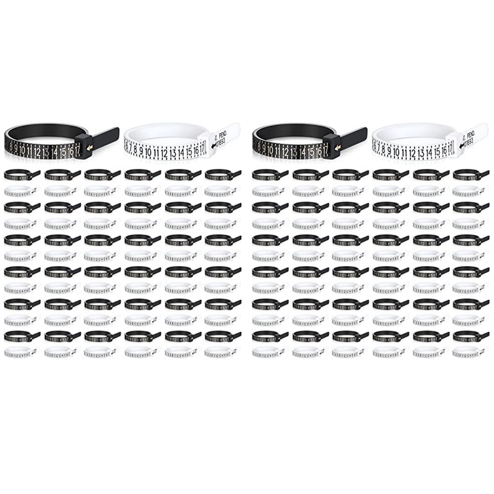 Mesure de taille de bague en plastique lot de 200 jauges US bicolores