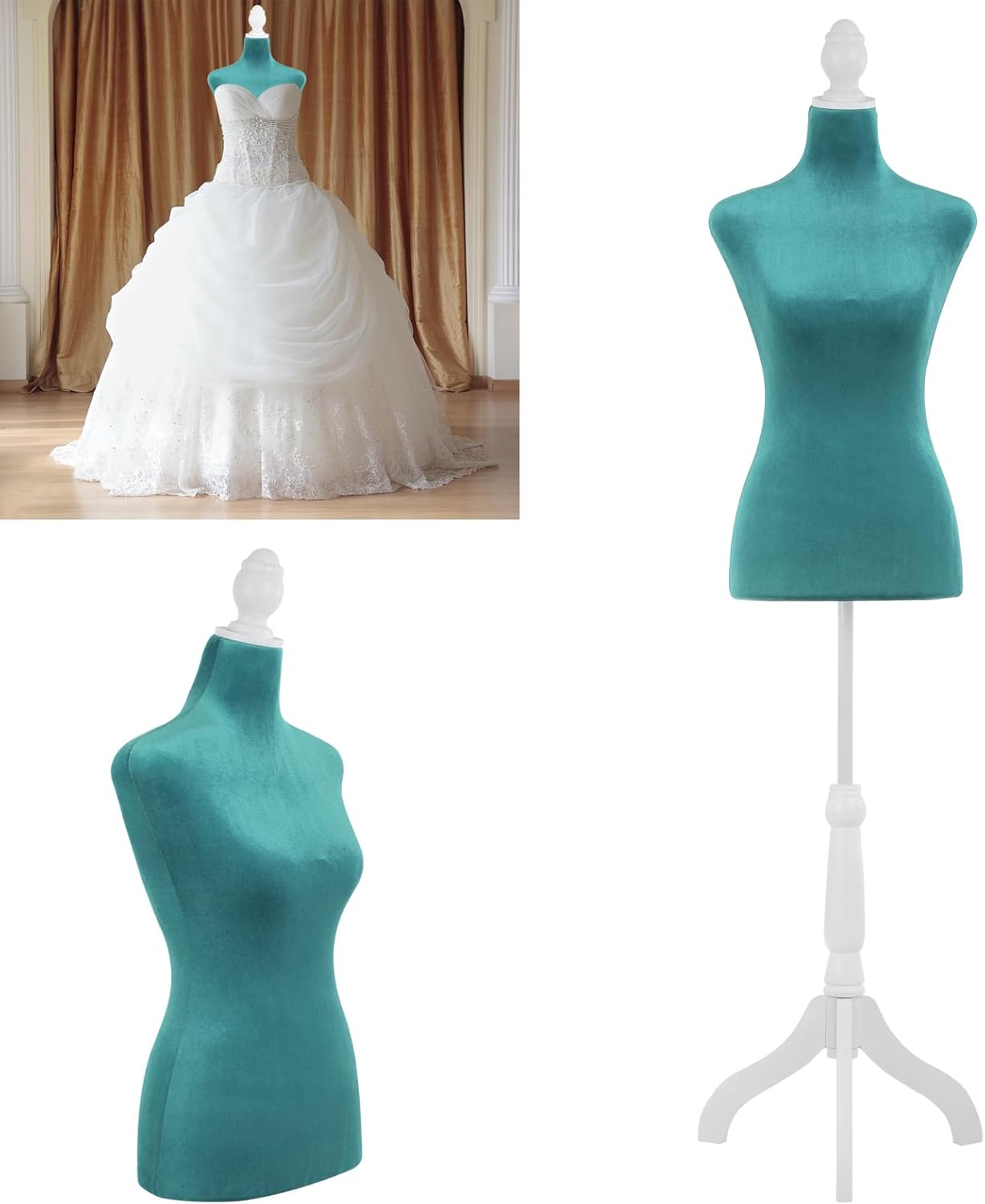 BLKMTY Female Mannequin Torso Dress Form Sewing Mannequin Manikin Body Height Adjustable Clothing Dress Model w/ Tripod Base Stand for Sewing Dressmakers Dress Jewelry Display 49-63 Inch, Green