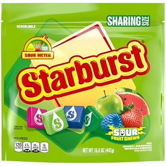 STARBURST Sour Chewy Candy Individually Wrapped Fruit Chew Candies, Sharing Size, 15.6 Oz Resealable Bag