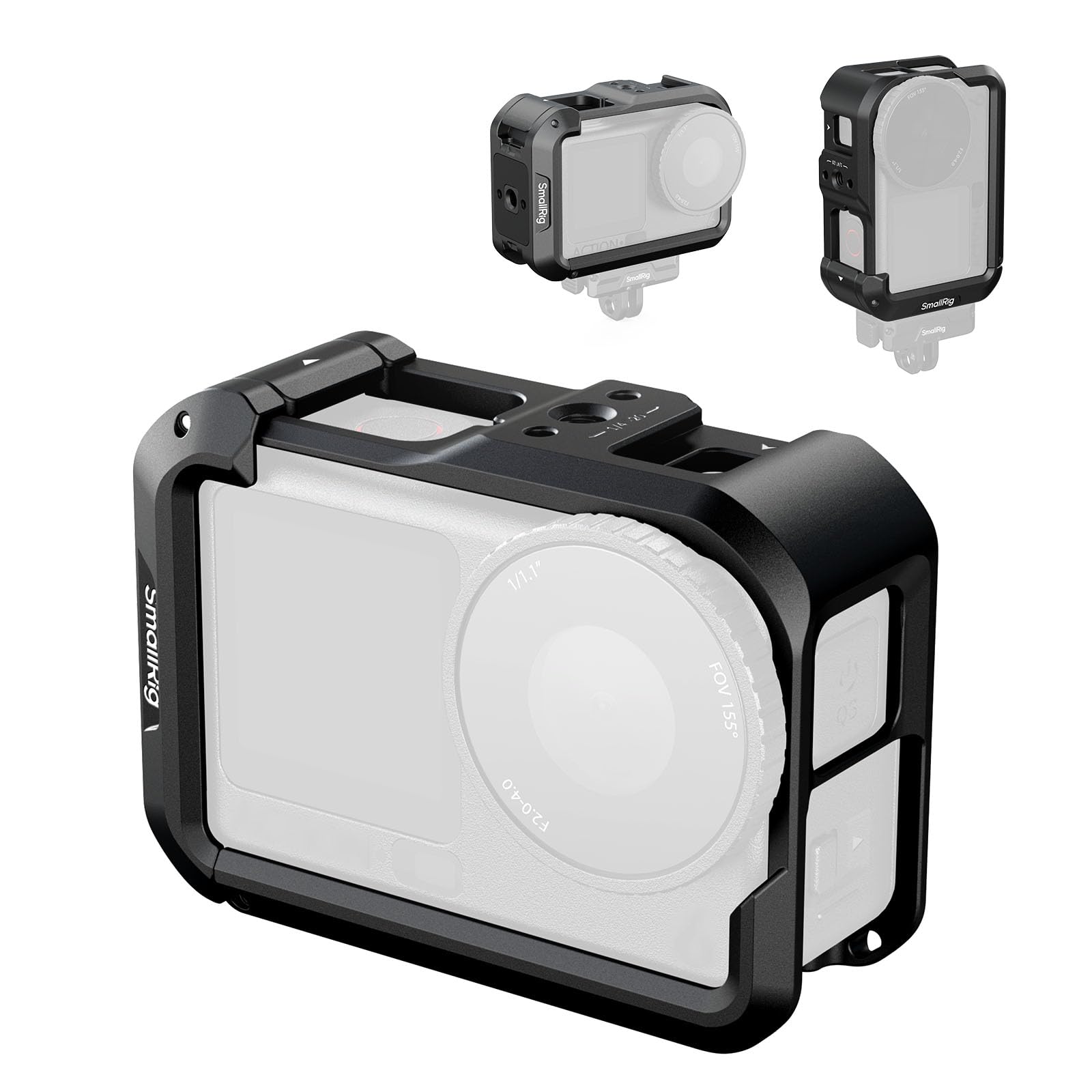 SMALLRIG Action 6 Cage for DJI Osmo Action 6 with Expansion Interfaces, Cold Shoe, 1/4"-20 Threaded Hole, Quick Release, Aluminum Action Camera Cage for DJI Action 6-5888