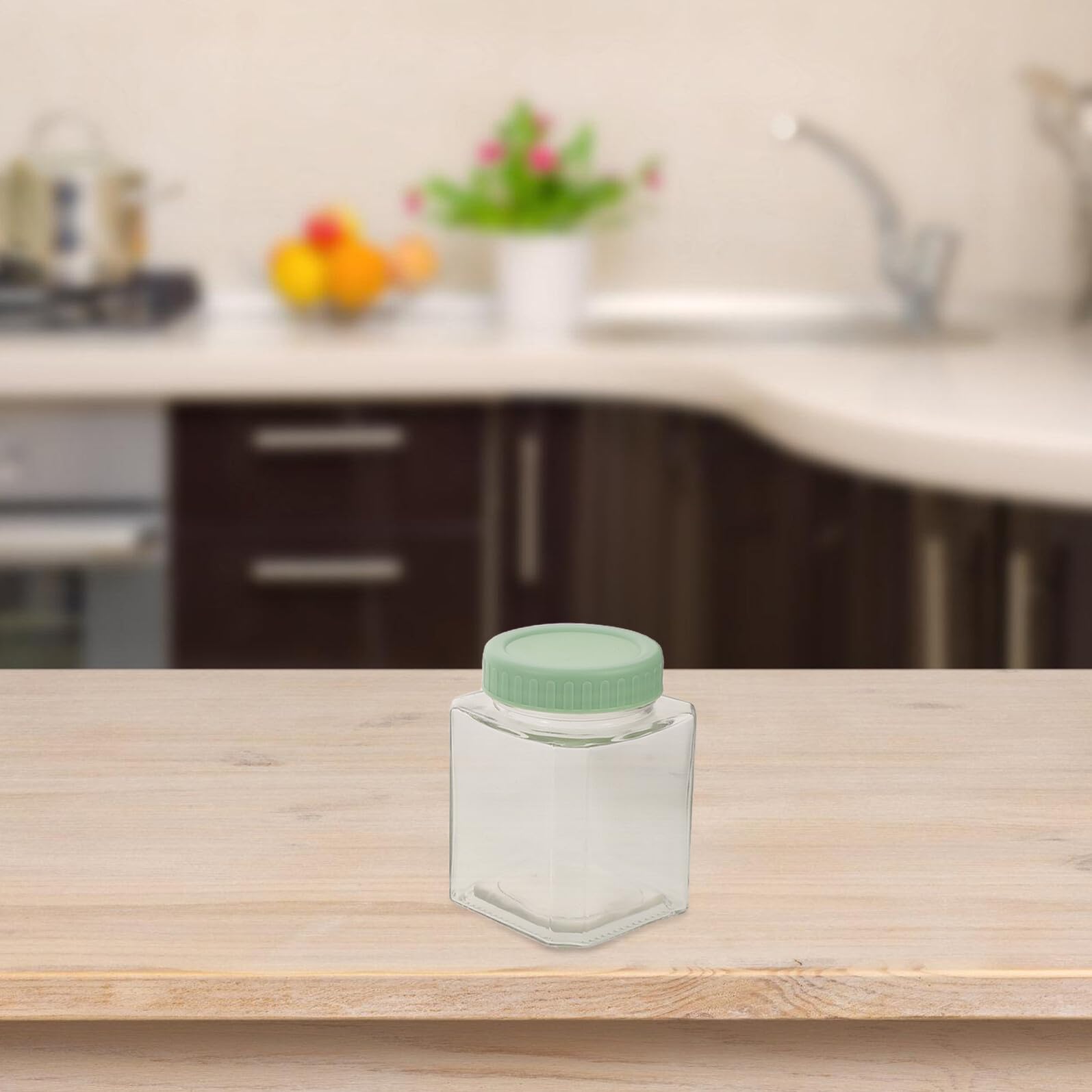 Cabilock 4piezas Contenedor de Almacenamiento Sellado Cuadrado de Vidrio Transparente Recipientes Herméticos para Alimentos para Almacenar Té Harina Azúcar y Dulces la Cocina