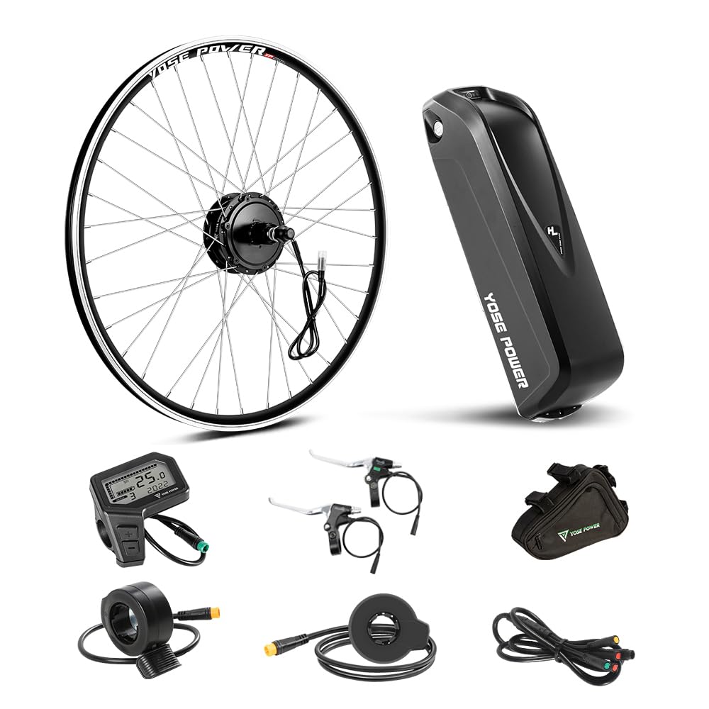 Yose Power, Kit de conversión de bicicleta eléctrica para ruedas traseras de 28 pulgadas 36 V/250 W motor trasero con controlador Hailong integrado 36 V 18 Ah batería
