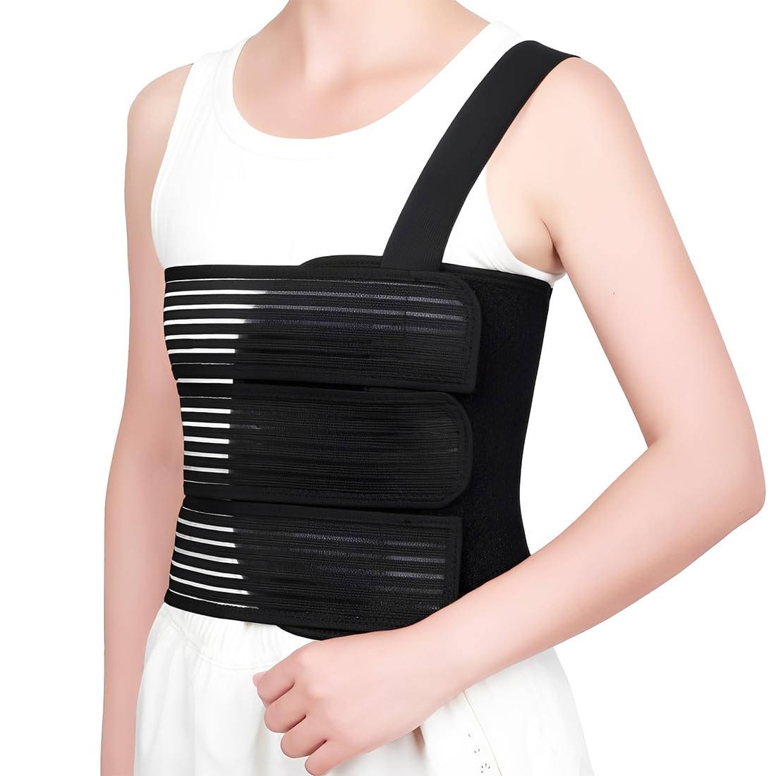 Gebrochene Rippenbandage Elastischer Rippengürtel Rippenbandag Schwarz rippenbandage damen herren Rippengurt Atmungsaktiver Ripp-Brustbandage zum Schutz der Rippen