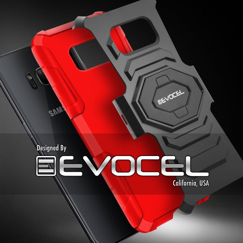 Galaxy S8 Active Case, Evocel [New Generation] Rugged Holster Dual Layer Case [Kickstand][Belt Swivel Clip] for Samsung Galaxy S8 Active SM-G892 (Does NOT fit Regular S8 - only S8 Active), Red