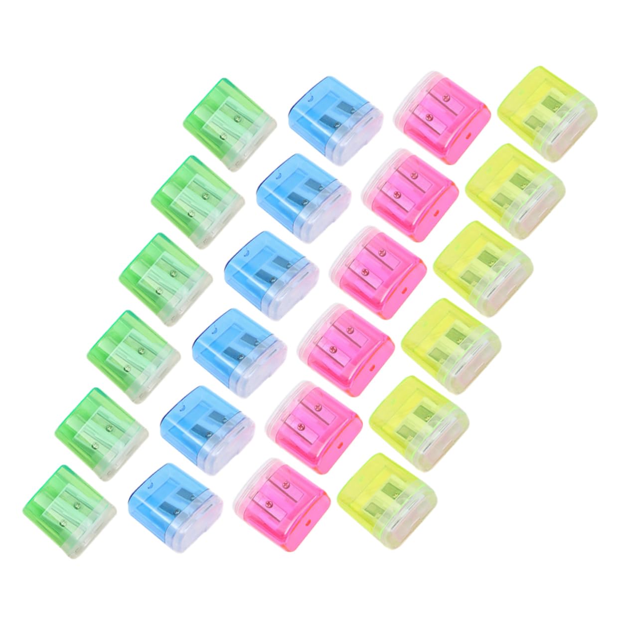 Anspitzer mit Dose 48 Stück Kunststoff Manuell Einfach Einschulung Feier | Bleistiftspitzer Multipack, Stiftzubehör für Schule und Arbeit, Transparentes Design, für Kinder