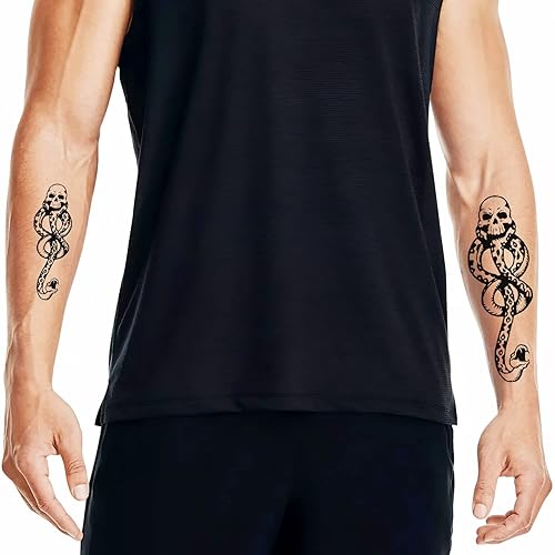 Miniatura 3 de 20 hojas de tatuajes de mortífagos de Halloween, tatuaje temporal de Mark Mamba, calavera, serpiente temporal, tatuaje temporal para adultos, niños,