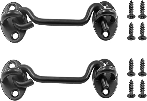 BokWin 2 ganchos de privacidad de 2 pulgadas, cierre de puerta de granero de acero inoxidable grueso sólido con tornillos de montaje para ventana,