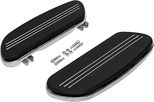 Miniatura 9 de XFMT - Juego de estriberas de pasajero con soportes cromados, compatible con modelos Touring Road King Street Glide, 1993-2020, Tableros de piso