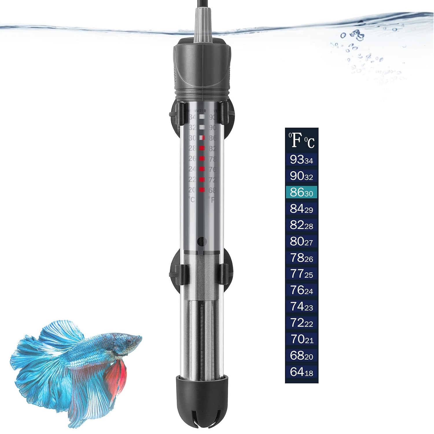 HITOP 25W 50W 100W 200W 300W Adjustable Aquarium Heater Submersible Fish Tank Heater Thermostat with Suction Cup 50W