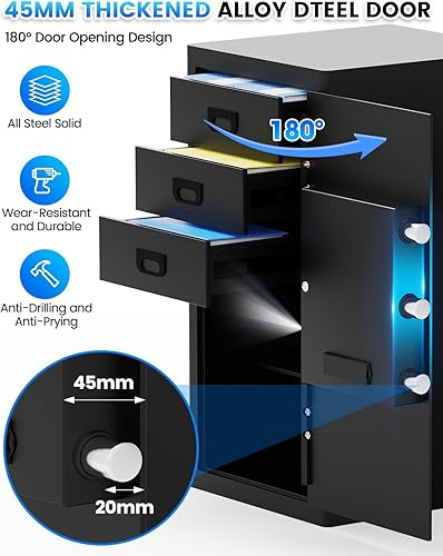 Miniatura 3 de Caja de seguridad ignífuga de 6.5 cuft, caja fuerte para el hogar, impermeable, gran seguridad para documentos con teclado digital LCD, alerta