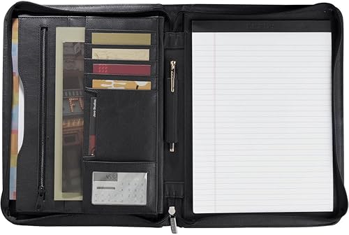 Miniatura 2 de Organizador de cuero con cremallera alrededor del padfolio con bloc de letras negro, PAD1000-10