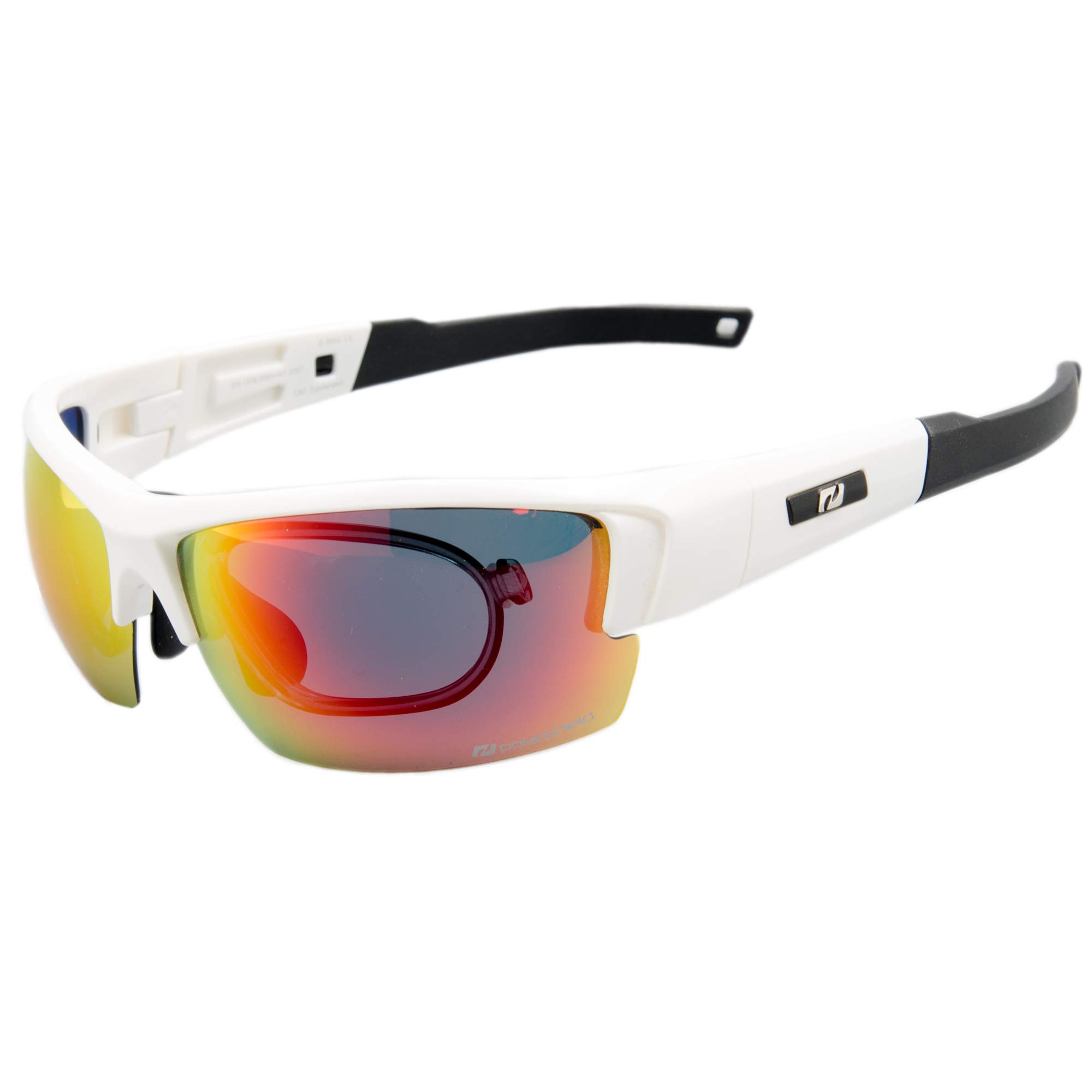 Daisan Lunettes de cyclisme polarisées avec Opticlip pour correction de la vue, Accessoire Velo, Lunette Anti Eblouissement - Blanc