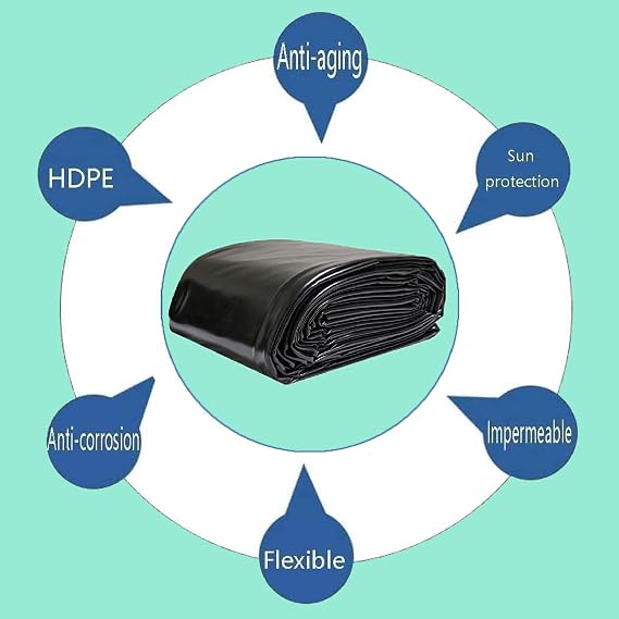 Garden Pool Membrane, High Density Polyethylene Fish Pond Liner Durable Flexible HDPE Fish Pond Preformed Liners for Lasting Protection Flexible Landscaping(Size:7 * 7m,Color:20S)