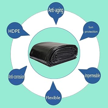 Garden Pool Membrane, High Density Polyethylene Fish Pond Liner Durable Flexible HDPE Fish Pond Preformed Liners for Lasting Protection Flexible Landscaping(Size:7 * 7m,Color:20S)